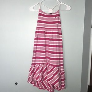 Nautical kids striped pink and white dress